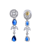 VOJ Silver Plated Dark Blue Stone Circular AD Jewellery Set