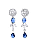 VOJ Silver Plated Dark Blue Stone Circular AD Jewellery Set
