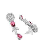 VOJ Silver Plated Pink Stone Circular AD Jewellery Set