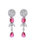 VOJ Silver Plated Pink Stone Circular AD Jewellery Set