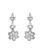 VOJ Silver Plated Floral AD Jewellery Set