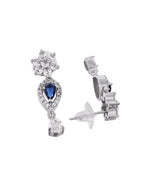 VOJ Silver Plated Dark Stone Tear Drop Shaped AD Jewellery Set