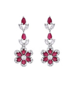 VOJ Silver Plated Marron Stone Floral AD Jewellery Set