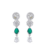 VOJ Silver Plated Green Stone Cricular AD Jewellery Set