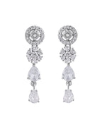 VOJ Silver Plated Floral And Cricular AD Jewellery Set