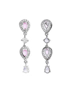 VOJ Silver Plated Baby Pink Stone Tear Drop Shaped AD Jewellery Set