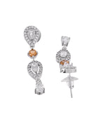 VOJ Silver Plated Yellow Stone Tear Drop Shaped AD Jewellery Set
