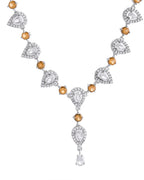 VOJ Silver Plated Yellow Stone Tear Drop Shaped AD Jewellery Set