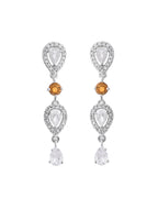VOJ Silver Plated Yellow Stone Tear Drop Shaped AD Jewellery Set