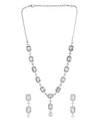 VOJ Silver Plated Geometrical Shaped AD Jewellery Set