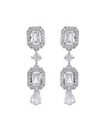 VOJ Silver Plated Geometrical Shaped AD Jewellery Set