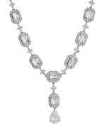 VOJ Silver Plated Geometrical Shaped AD Jewellery Set