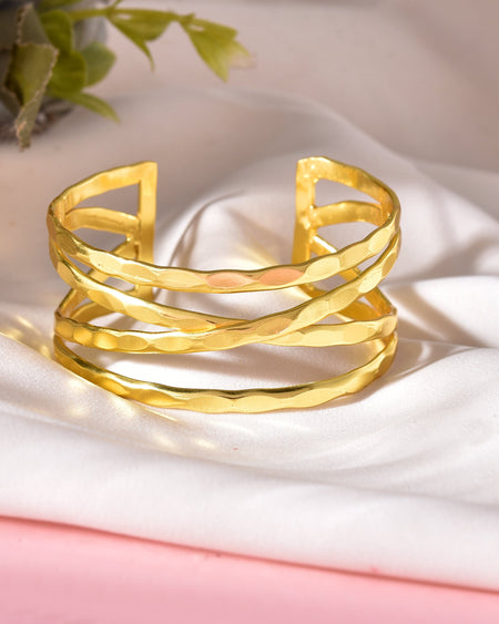 VOJ Gold-Polished Elegent Kada Bracelet
