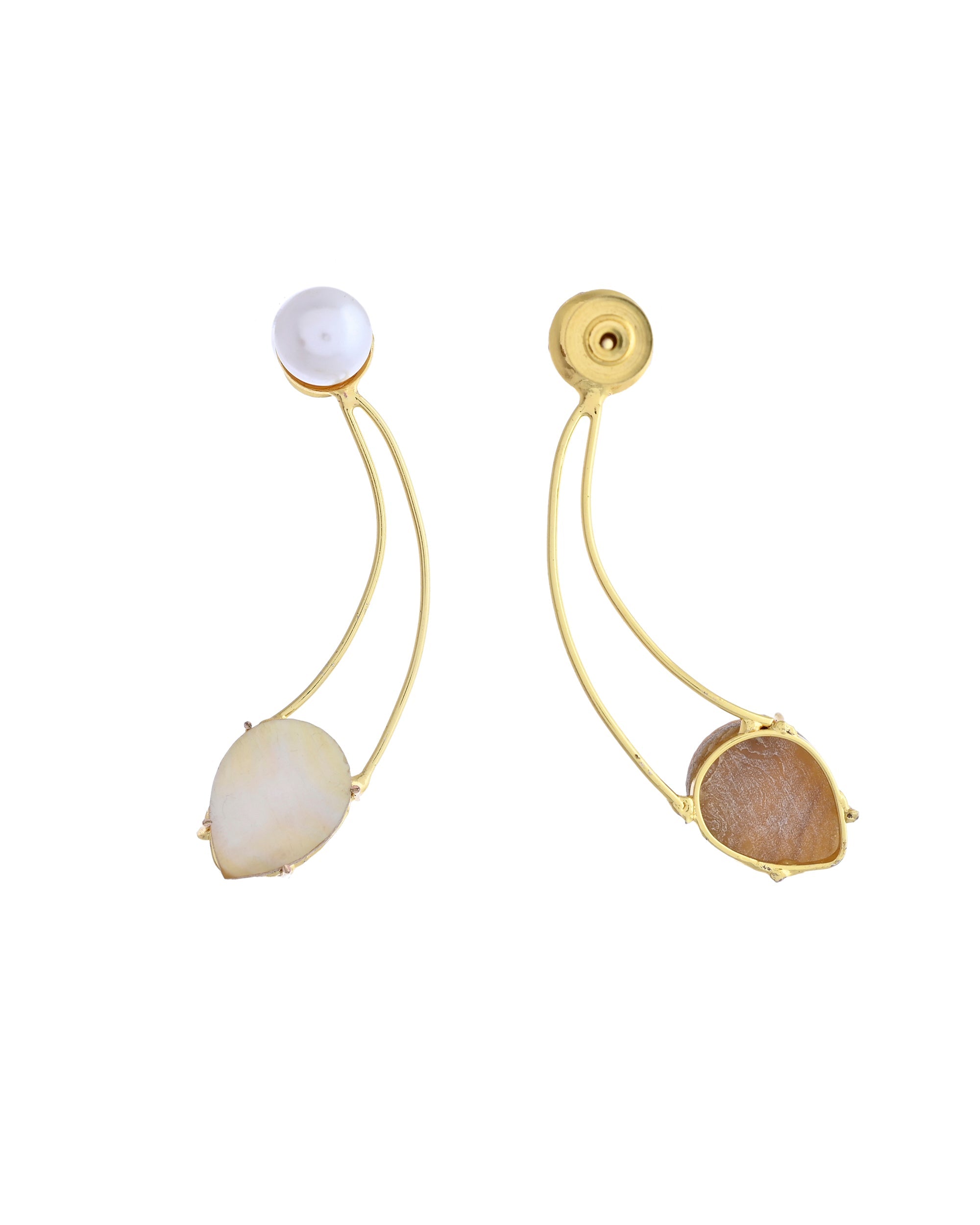 VOJ Gold Toned Pearl And Stone Studded Earrings - Distacart