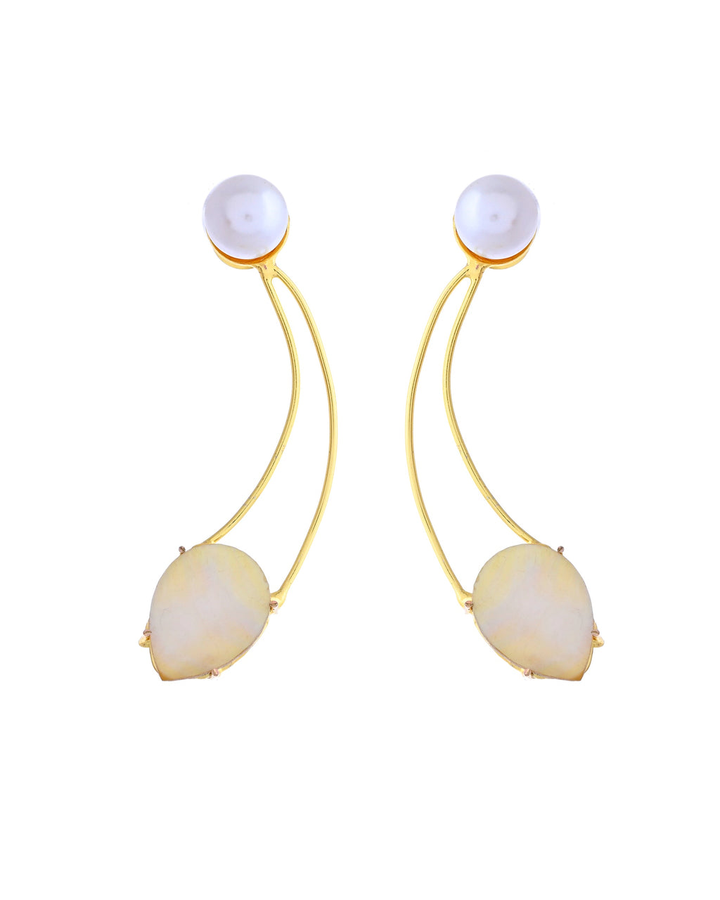VOJ Gold Toned Pearl And Stone Studded Earrings - Distacart