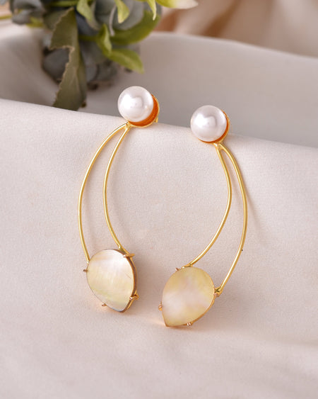 VOJ Gold Toned Pearl And Stone Studded Earrings