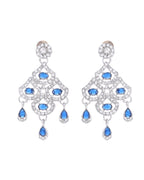 VOJ Silver-Plated Blue AD-Studded Elegent Jewellery Set
