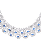 VOJ Silver-Plated Blue AD-Studded Elegent Jewellery Set