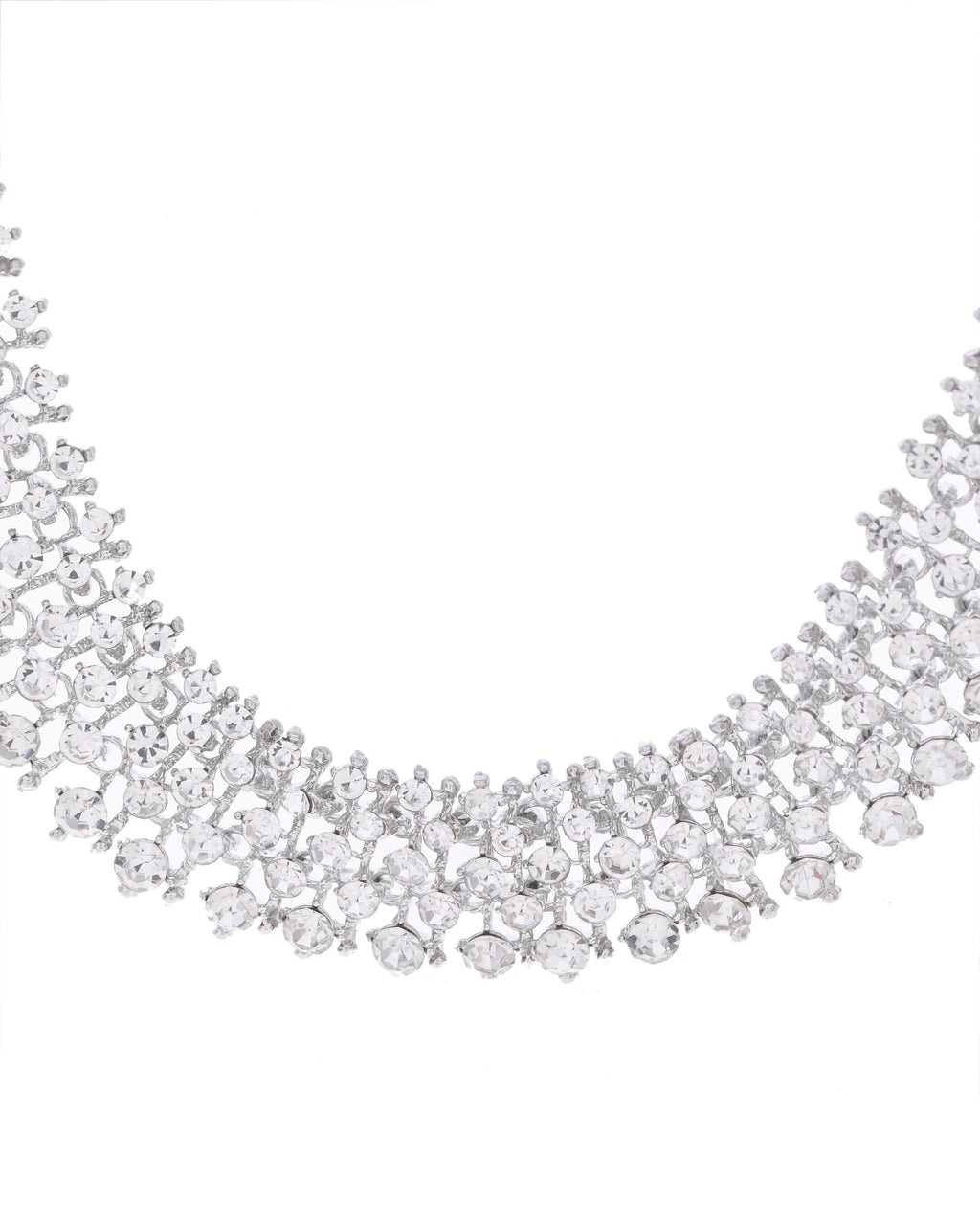 VOJ Silver-Plated AD-Studded Handcrafted Jewellery Set