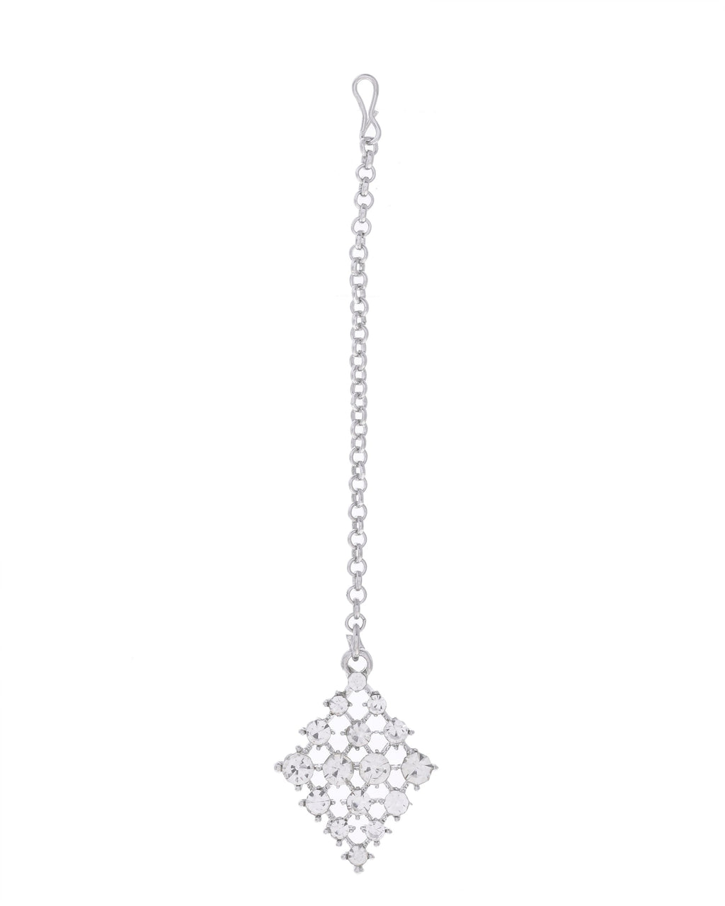 VOJ Silver-Plated AD-Studded Handcrafted Jewellery Set