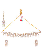 VOJ Gold-Polished White Beats Stuuded Handcrafted Jewellery Set