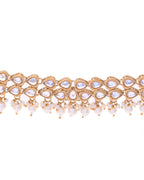 VOJ Gold-Polished White Beats Stuuded Handcrafted Jewellery Set