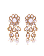 VOJ Gold-Polished White Beats Stuuded Handcrafted Jewellery Set