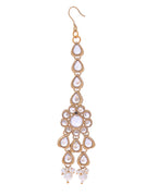 VOJ Gold-Polished White Beats Stuuded Handcrafted Jewellery Set