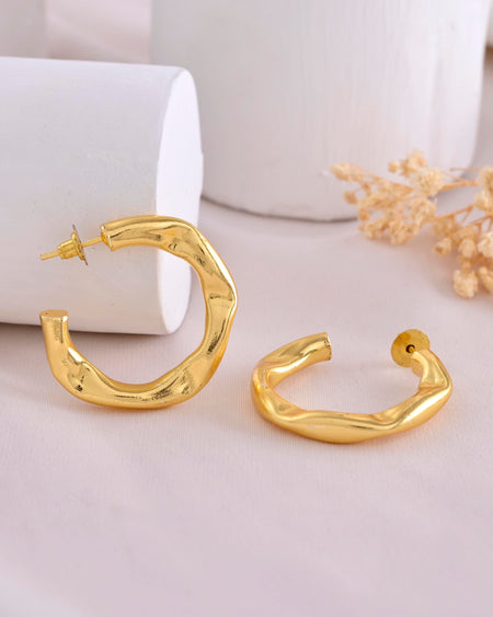 VOJ Gold-Polished Classic Half Hoop Earrings