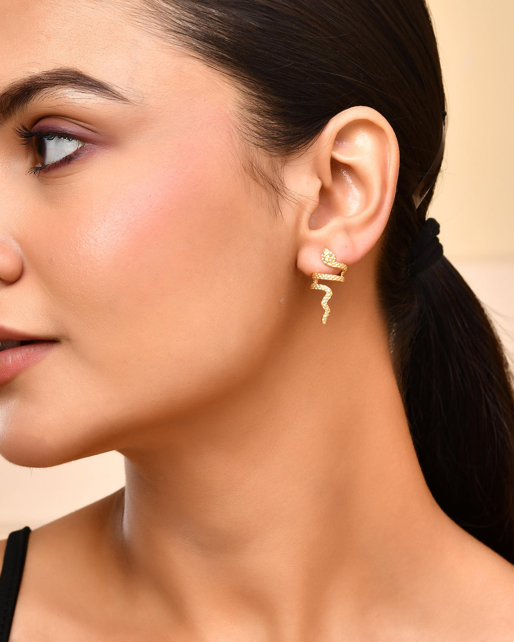 VOJ Gold-Polished Anti Tarnish Snake Earrings - Distacart