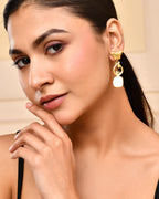 VOJ Gold-Polished Stone Studded Designer Anti Tarnish Earrings - Distacart
