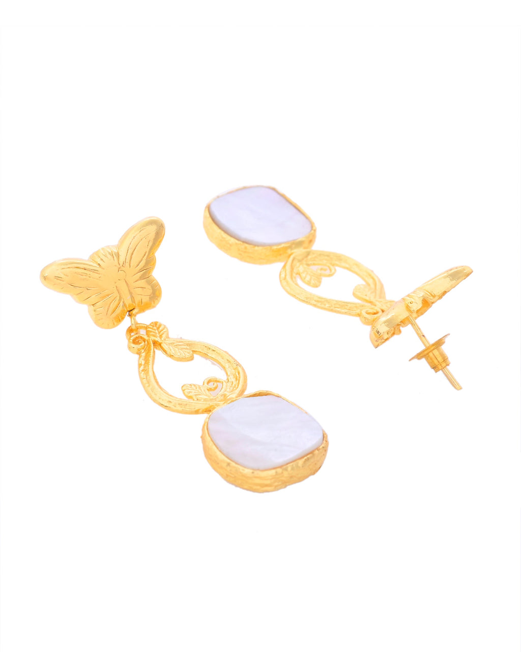 VOJ Gold-Polished Stone Studded Designer Anti Tarnish Earrings - Distacart