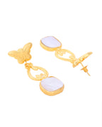 VOJ Gold-Polished Stone Studded Designer Anti Tarnish Earrings - Distacart