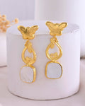 VOJ Gold-Polished Stone Studded Designer Anti Tarnish Earrings - Distacart
