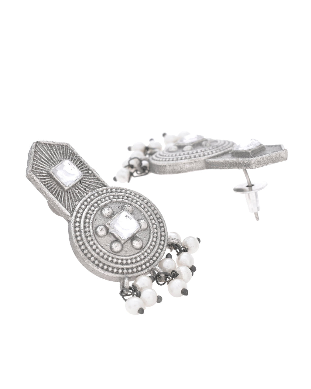 VOJ Silver Plated Beats Studded Classic Stud Earrings - Distacart
