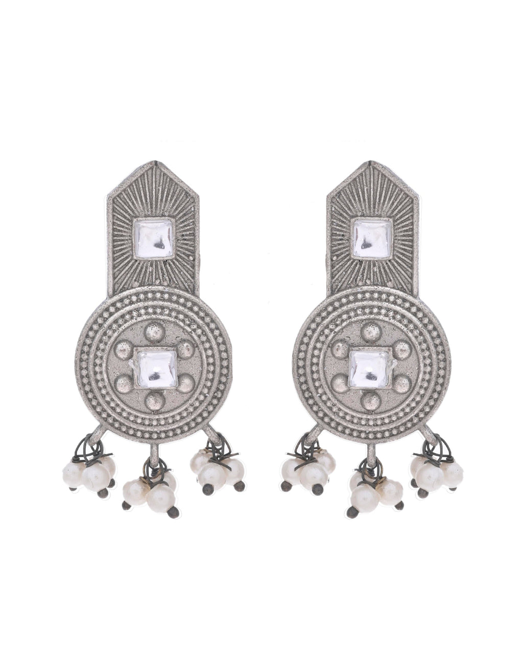 VOJ Silver Plated Beats Studded Classic Stud Earrings - Distacart