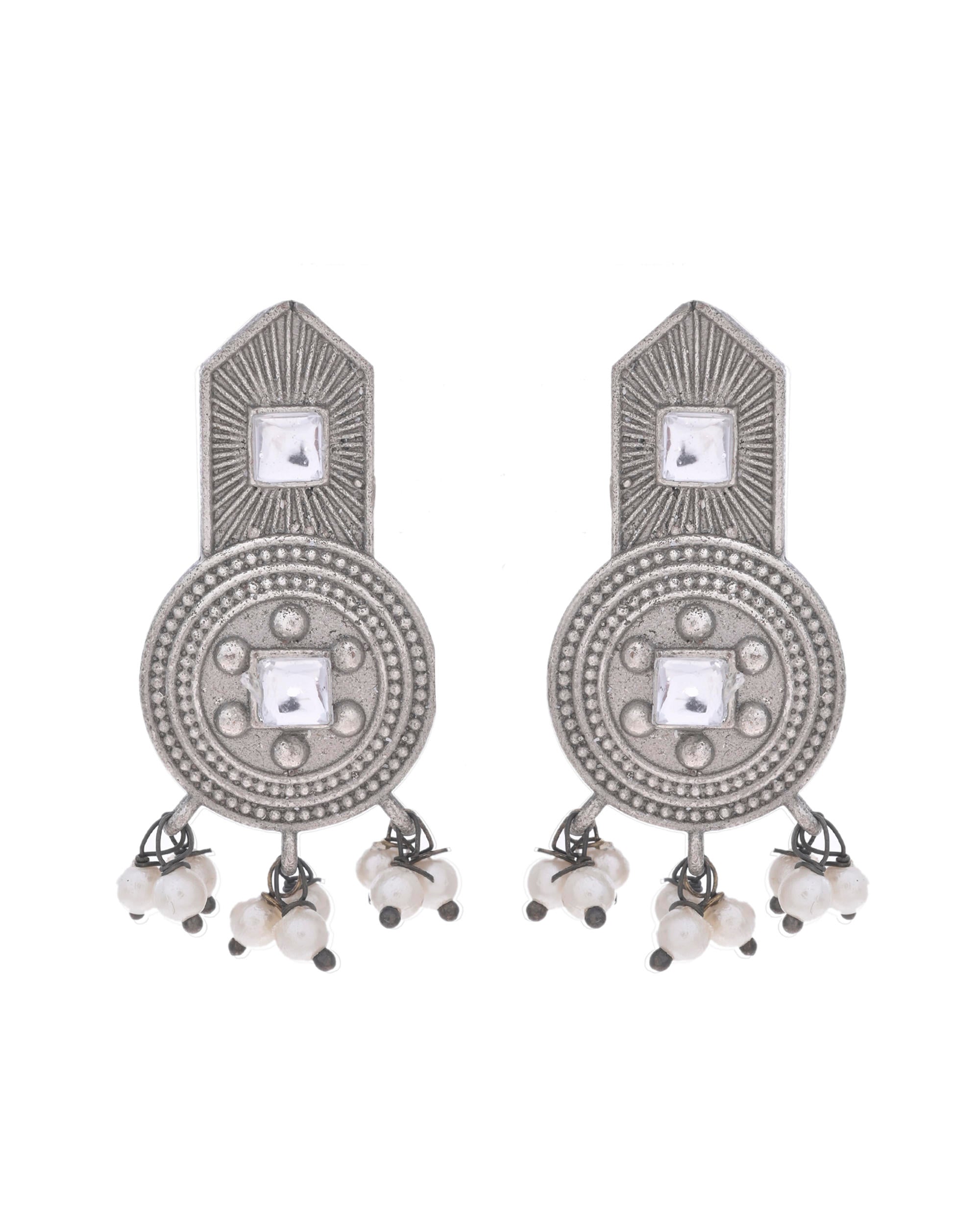 VOJ Silver Plated Beats Studded Classic Stud Earrings - Distacart