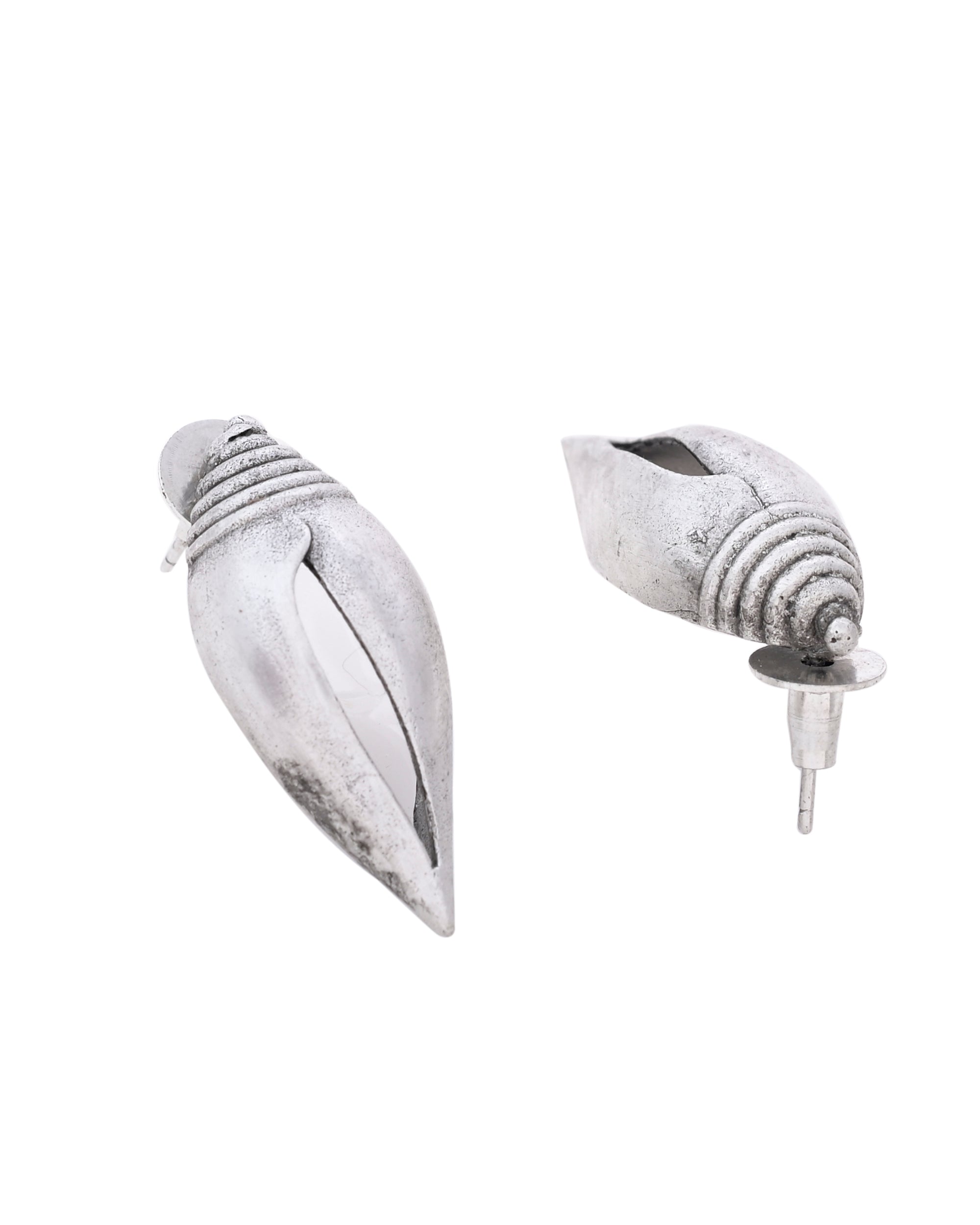 VOJ Silver Plted Classic Shankh Shape Earrings - Distacart