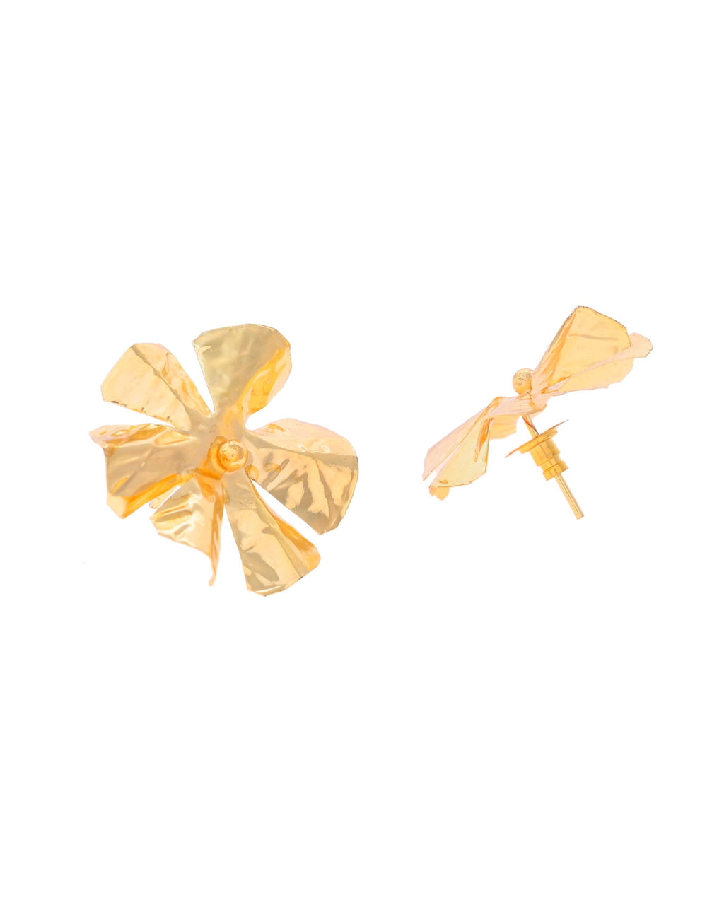 VOJ Gold-Toned Floral Studs Earrings - Distacart