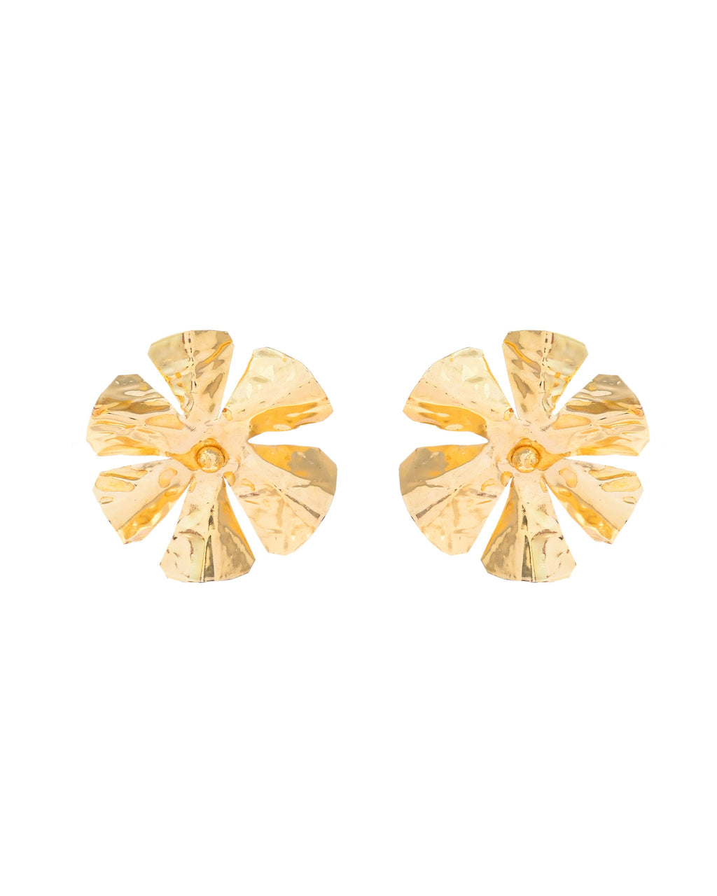 VOJ Gold-Toned Floral Studs Earrings - Distacart