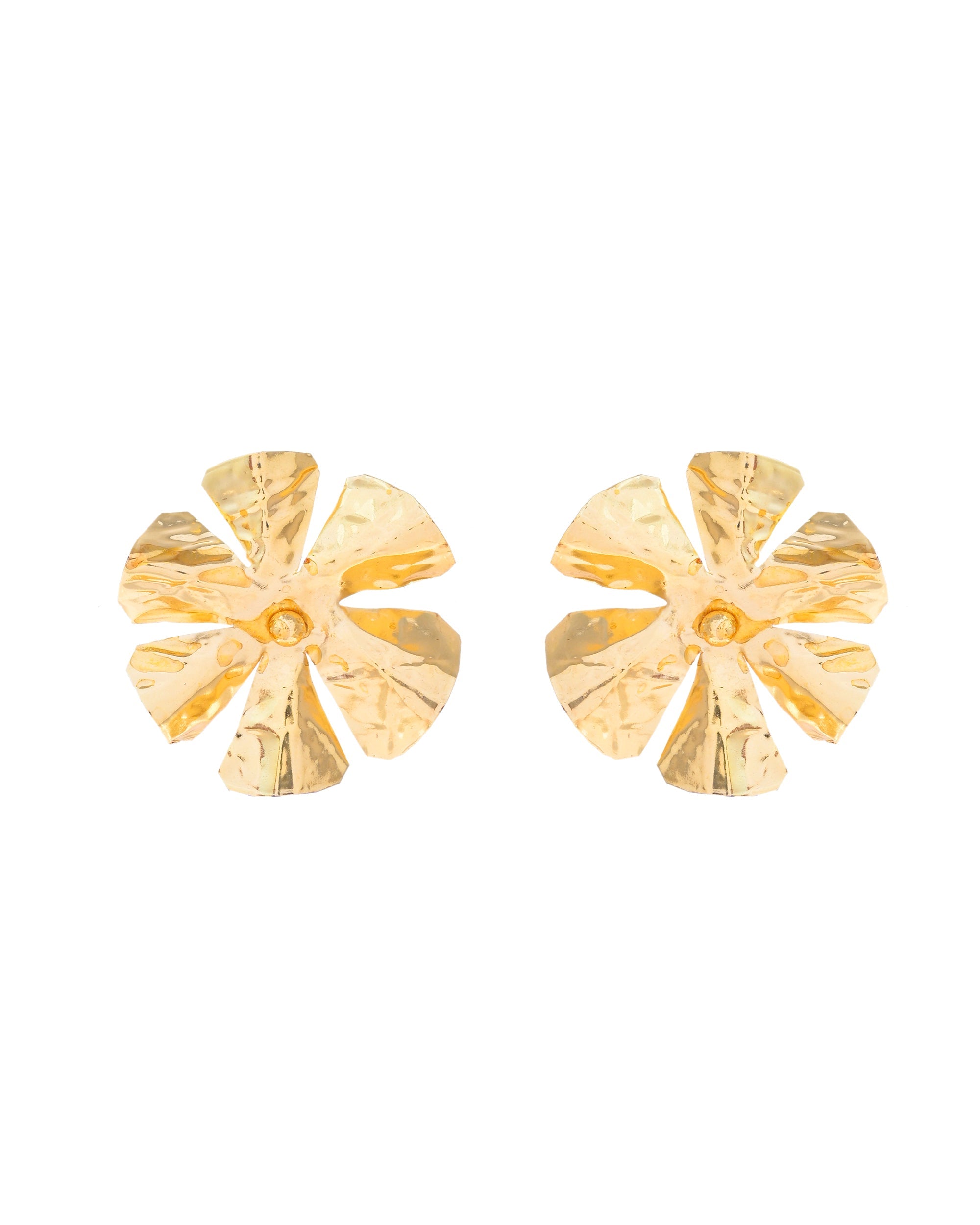 VOJ Gold-Toned Floral Studs Earrings - Distacart