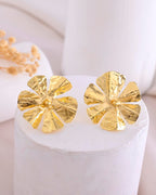 VOJ Gold-Toned Floral Studs Earrings - Distacart
