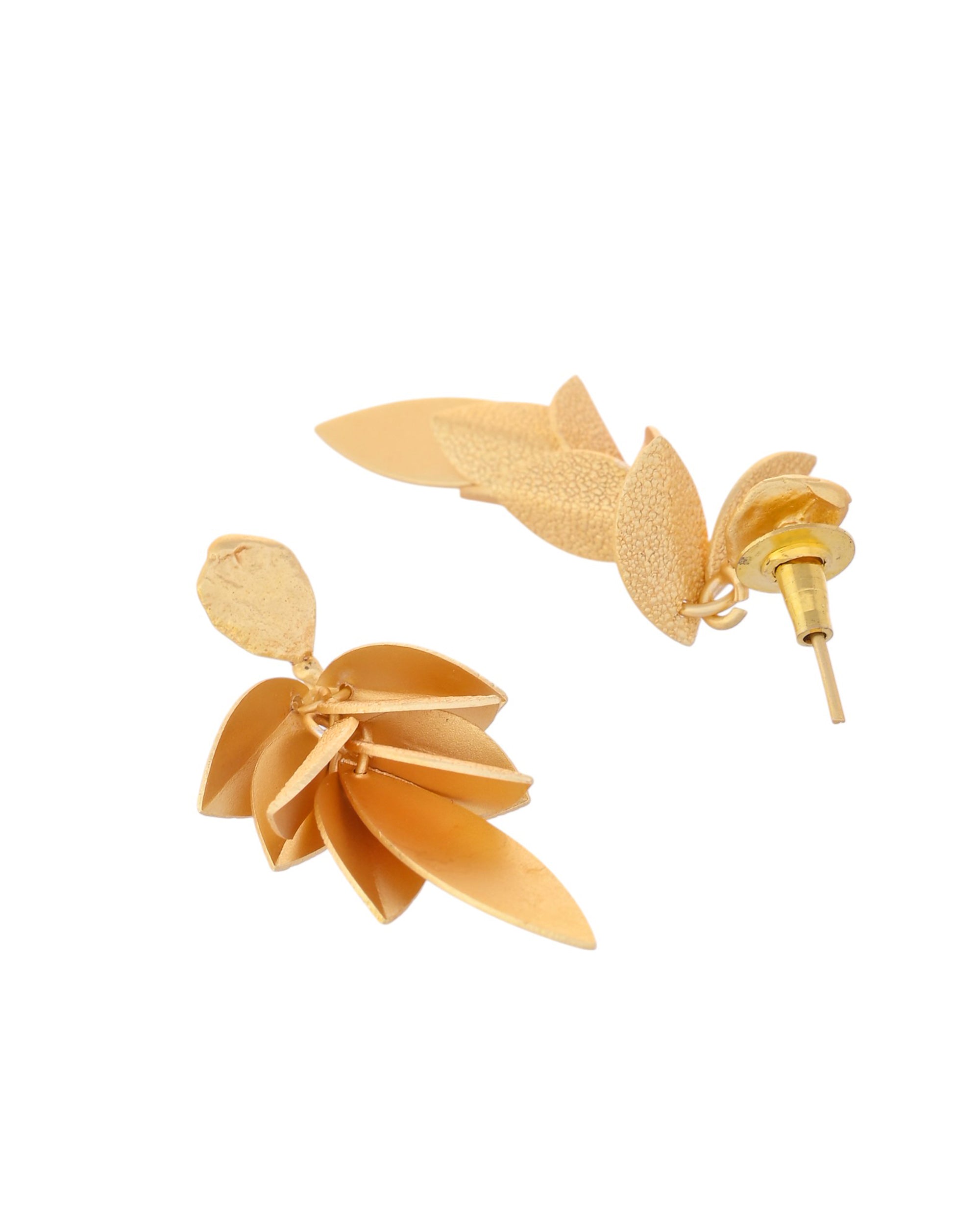 VOJ Gold-Toned Anti Tarnish Leafs Drop Earrings - Distacart
