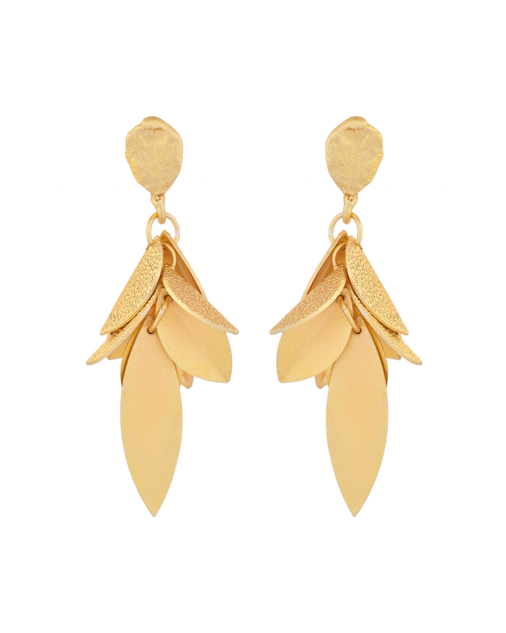 VOJ Gold-Toned Anti Tarnish Leafs Drop Earrings - Distacart