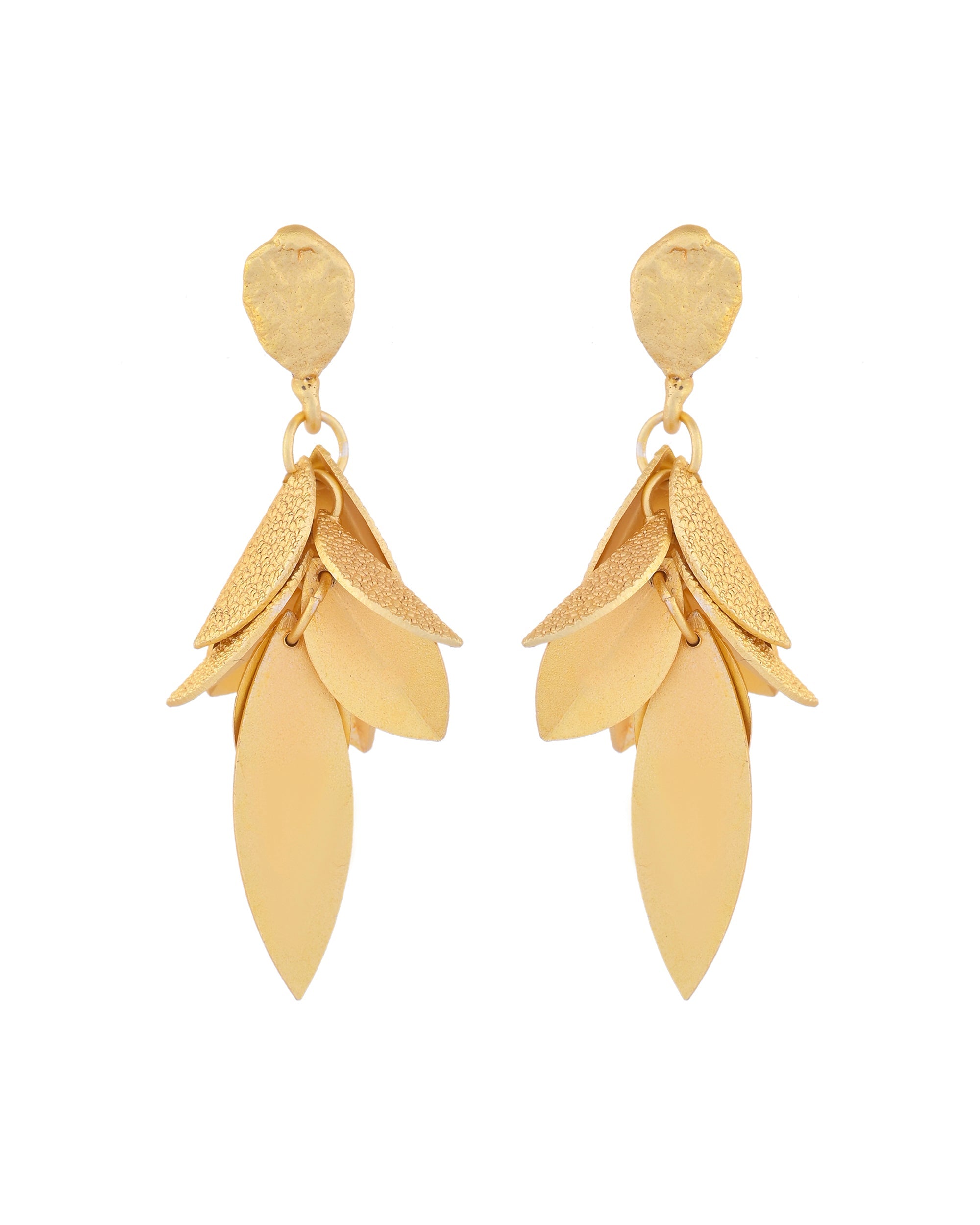 VOJ Gold-Toned Anti Tarnish Leafs Drop Earrings - Distacart