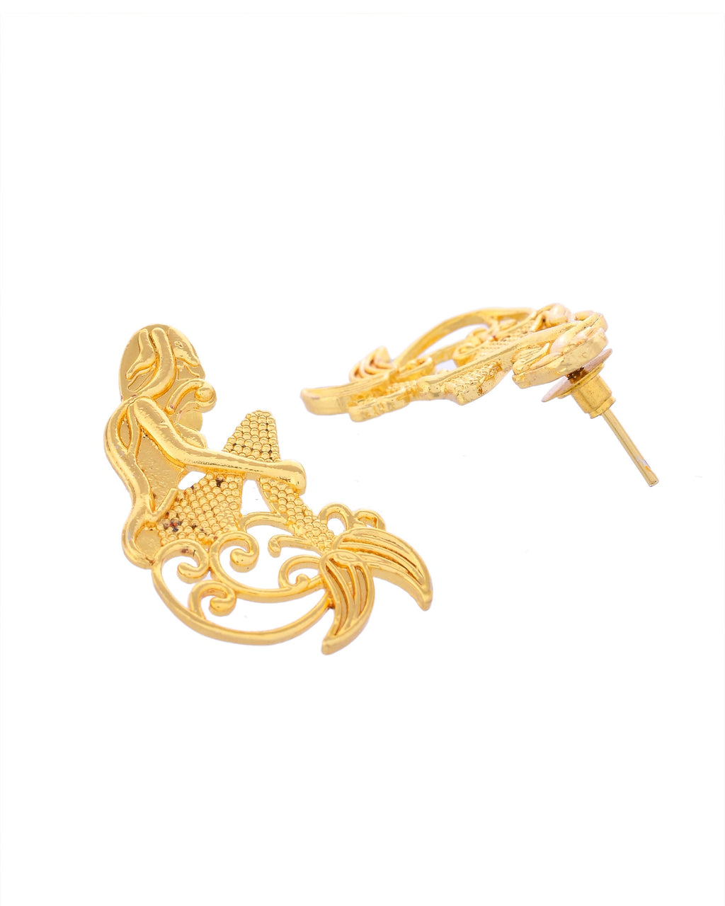 VOJ Gold-Toned Marmaid Shape Anti Tarnish Earrings - Distacart