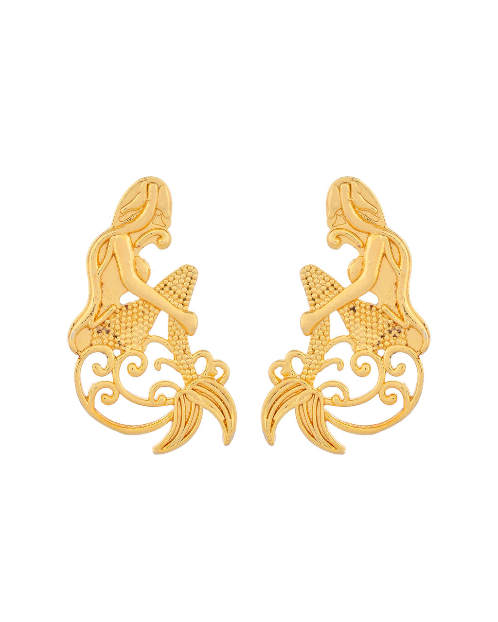 VOJ Gold-Toned Marmaid Shape Anti Tarnish Earrings - Distacart