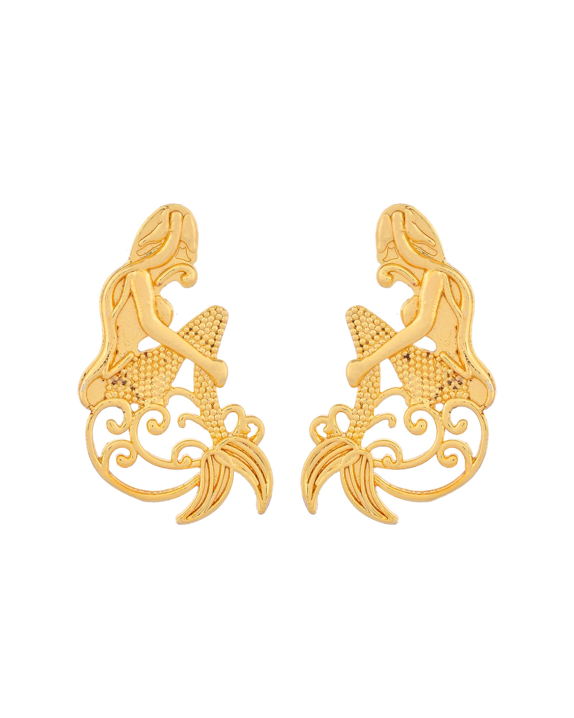 VOJ Gold-Toned Marmaid Shape Anti Tarnish Earrings - Distacart