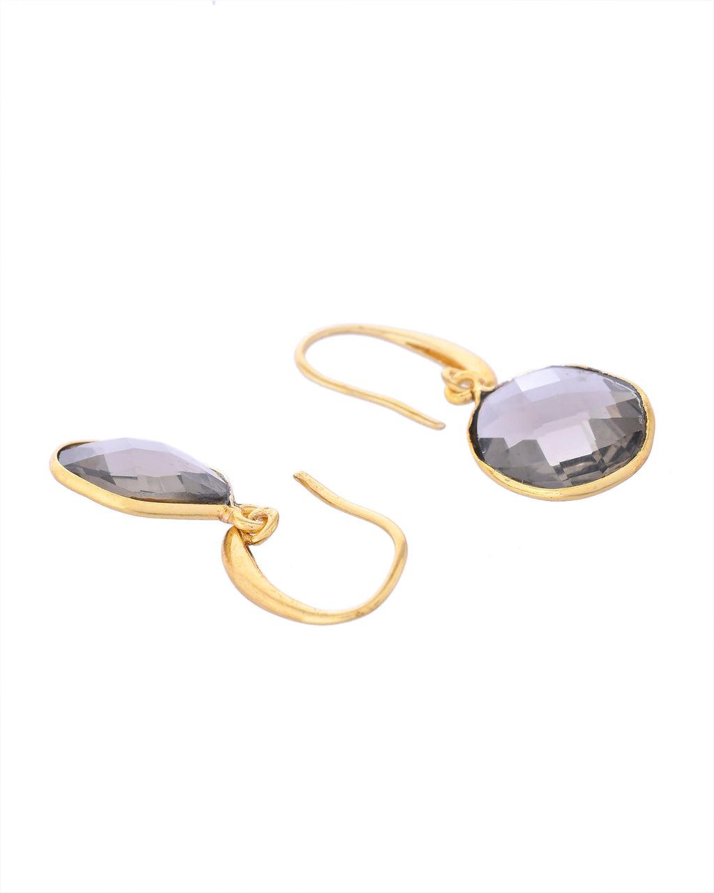 VOJ Gold-Polished Classic Stone Studded Drop Earrings - Distacart