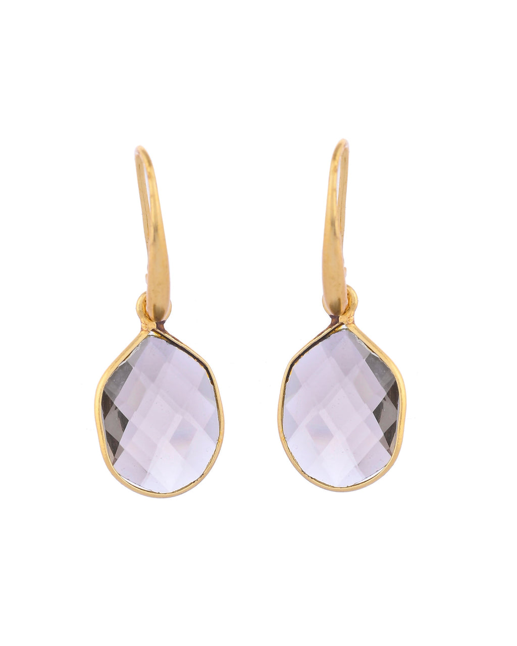 VOJ Gold-Polished Classic Stone Studded Drop Earrings - Distacart